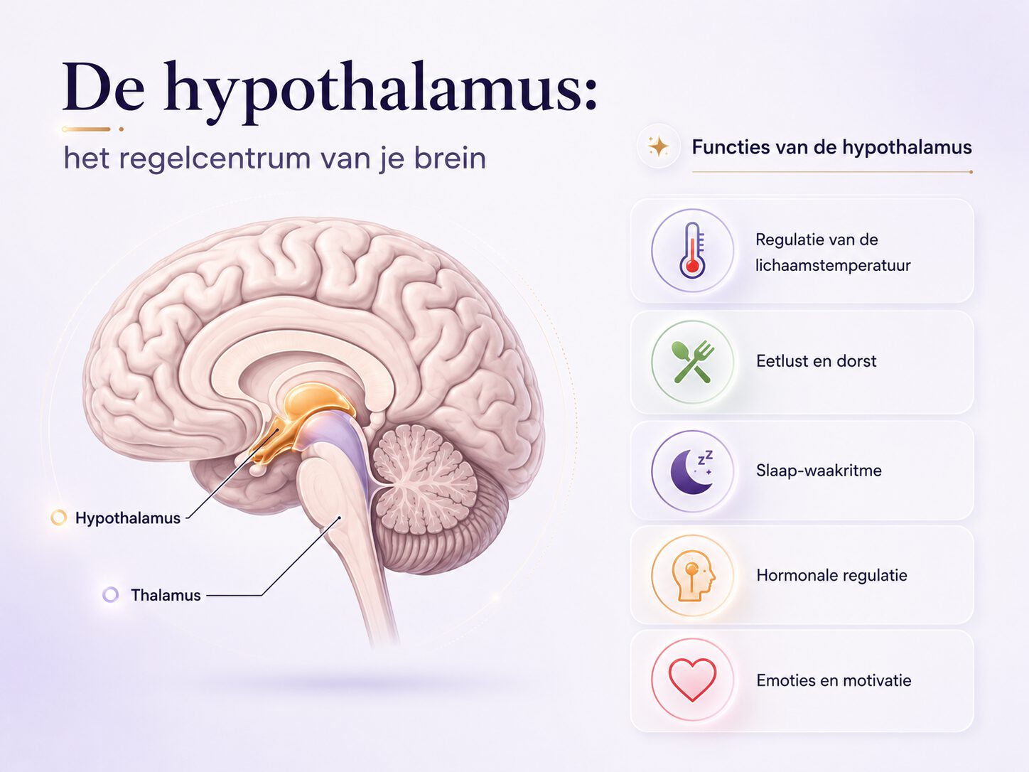 Hypothalamus: functies, ligging en invloed op je brein